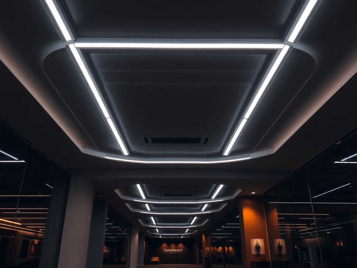 Placeholder image: commercial interior with modern linear LED lighting installation